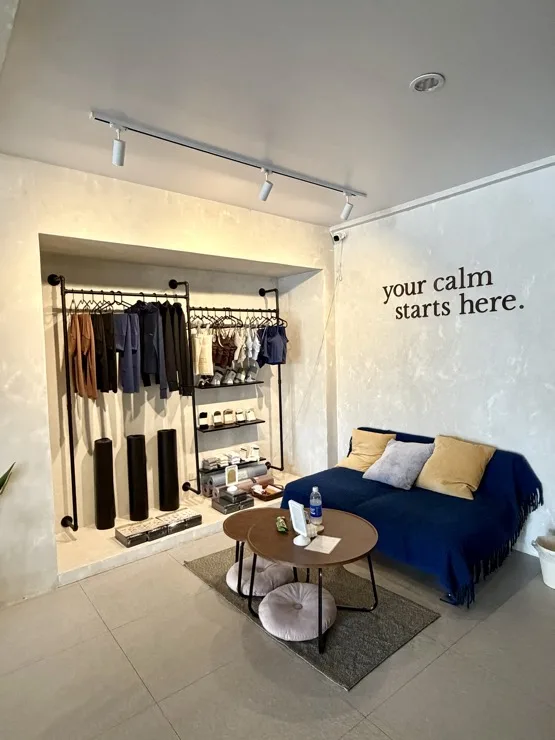 Kalma Pilates and Yoga - Retail corner, your calm starts here wall