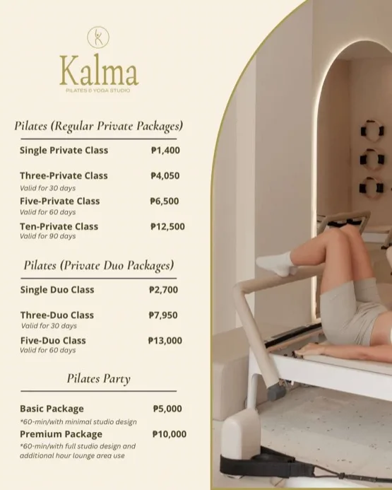 Kalma Pilates and Yoga - Private pilates rates
